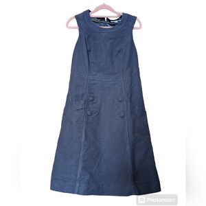 Boden Grey Velvet Type Jumper Dress Pockets Front buttons sz 4